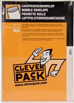 Cleverpack luchtkussenenveloppen 300 x 445 mm met stripsluiting wit pak van 10 stuks