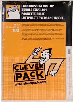Cleverpack luchtkussenenveloppen 300 x 445 mm met stripsluiting wit pak van 10 stuks