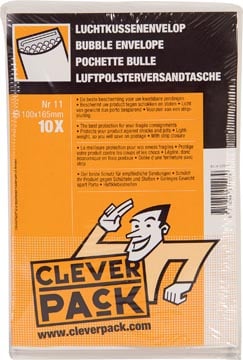 Cleverpack luchtkussenenveloppen 100 x 165 mm met stripsluiting wit pak van 10 stuks