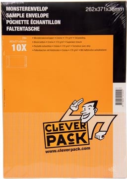 Cleverpack monsterenveloppen 262 x 371 x 38 mm met stripsluiting crème pak van 10 stuks