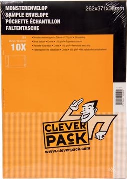 Cleverpack monsterenveloppen 262 x 371 x 38 mm met stripsluiting crème pak van 10 stuks