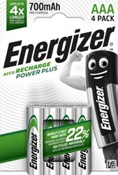 Oplaadbare batterijen AAA Energizer Power Plus 700 mh blister van 4 stuks