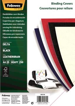 Zwarte schutbladen Fellowes 180 micron pak van 25 stuks