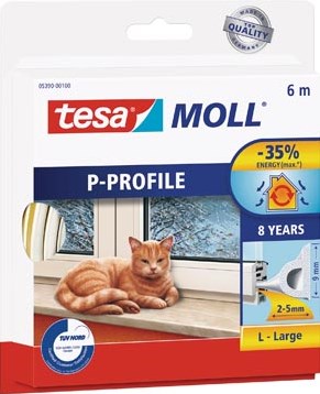 Tesa Moll Classic tochtstrip P-profiel, 6 m , wit