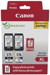 Canon photo value pack 1 x PG-575XL + 1 x CL-576XL 300 - 400 pagina's OEM 5437C006 4 kleuren Pixma TR TS ink+photo paper (2) blk-col