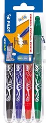 Pilot roller Frixion Ball Set 2 Go blister van 4 stuks: zwart, blauw, rood en groen