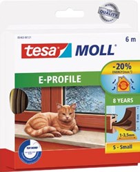 Tesa Moll Classic tochtstrip E-profiel, 6 m, bruin