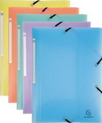 Exacompta Chromaline elastomap met 3 kleppen, met rugetiket, geassorteerde pastelkleuren