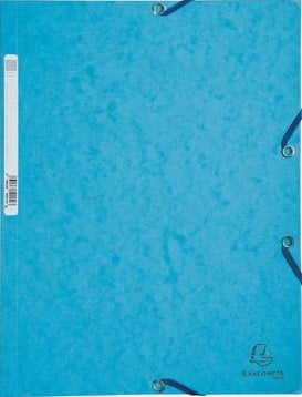 Exacompta elastomap uit karton A4 3 kleppen set van 3 stuks in 3 tinten blauw (Oceaan)-3