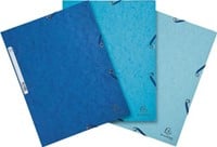 Exacompta elastomap uit karton A4 3 kleppen set van 3 stuks in 3 tinten blauw (Oceaan)
