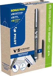 Pilot Hi-Tecpoint V5 10 rollers + 30 vullingen fijn zwart