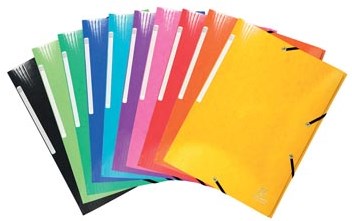 Exacompta Iderama elastomap met 3 kleppen met rugetiket geassorteerde kleuren