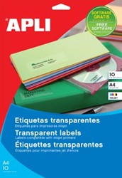 Apli Transparante etiketten 210 x 297 mm 10 stuks 1 per blad