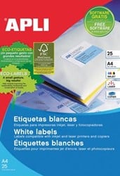 Apli afneembare witte etiketten 25,4 x 10 mm 4.725 stuks 189 per blad 10198 etui van 25 blad
