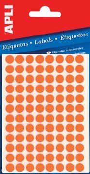 Apli ronde etiketten 8mm fluor oranje