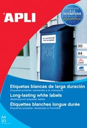 Apli waterbestendige etiketten 210 x 297 mm 20 stuks 1 per blad doos van 20 blad
