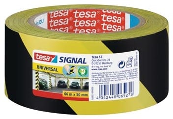 Tesa waarschuwingstape geel/zwart