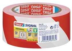 Waarschuwingstape rood/wit Tesa