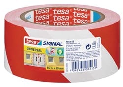 Waarschuwingstape rood/wit Tesa