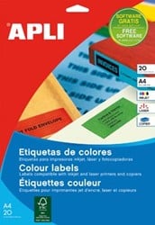 Apli Gekleurde etiketten 70 x 37 mm geel 480 stuks 24 per blad 1591