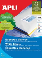 Apli Witte etiketten 64 x 33,9 mm 2.400 stuks 24 per blad 2409