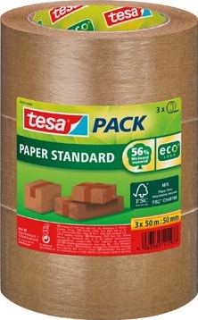 tesa verpakkingsplakband Paper Standard, ft 50 mm x 50 m, pak van 3 stuks