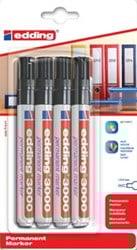 Edding permanent marker 3000 zwart blister met 4 stuks