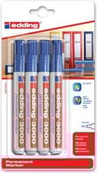 Edding permanent marker 3000, blauw blister met 4 stuks