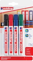 Edding permanent marker 3000, blister van 4 stuks in geassorteerde kleuren