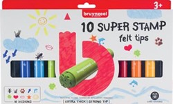 Bruynzeel Kids viltstiften Super Stamp, etui van 10 geassorteerde kleuren