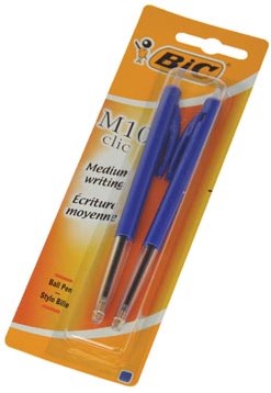 Bic balpen M10 Clic op blister medium punt blauw