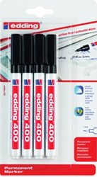 Edding 400 permanent marker zwart 1mm schrijfbreedte blister van 4