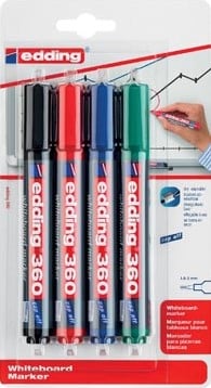 Whiteboard markers Edding e-360 blister van 4 stuks assorti