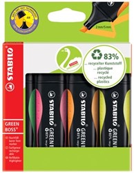 Stabilo Markeerstift Green Boss blister van 4 stuks: groen, roze, oranje en geel