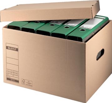 Archief- en transportdoos met deksel Leitz Premium 335x280x440mm natuurbruin