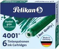 Pelikan inktpatronen 4001 donkergroen, doosje met 6 stuks