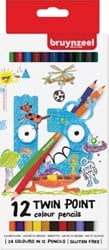 Bruynzeel Kids kleurpotloden Twin Point  set van 12 stuks in geassorteerde kleuren