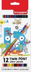 Bruynzeel Kids kleurpotloden Twin Point  set van 12 stuks in geassorteerde kleuren