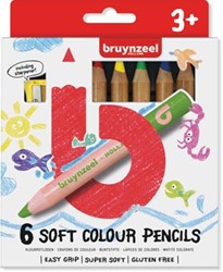 Bruynzeel Kids zachte kleurpotloden set van 6 stuks in geassorteerde kleuren