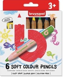 Bruynzeel Kids zachte kleurpotloden set van 6 stuks in geassorteerde kleuren