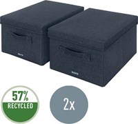 Leitz stoffen opbergdoos medium grijs set van 2 stuks-2