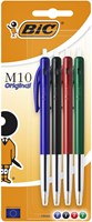 Balpen Bic M10 assorti medium blister van 4 stuks