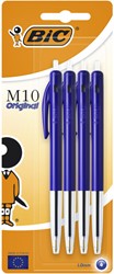 Balpen Bic M10 blauw medium blister van 4 stuks