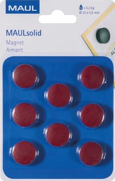 Ronde magneet diameter 20 mm rood blister van 8 stuks