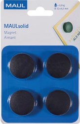 Ronde magneet diameter 32 mm zwart blister van 4 stuks