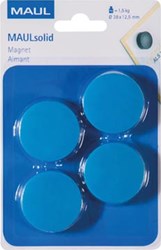 Ronde magneet diameter 38 mm blauw blister van 4 stuks