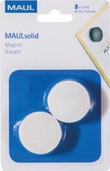 Ronde magneet diameter 38 mm wit Blister van 2 stuks