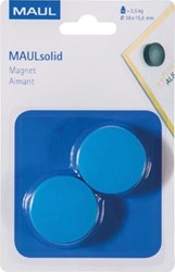Ronde magneet diameter 38 mm blauw blister van 2 stuks