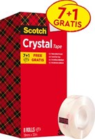 Plakband Scotch Crystal 600 19mmx33m transparant 7+1 gratis