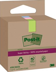 Post-it Super Sticky Notes Recycled 70 vel 476 x 476 mm assorti pak van 3 blokken